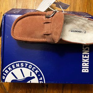 Cozy Birkenstock Buckley Suede Shearling Slippers-Pink. New in box